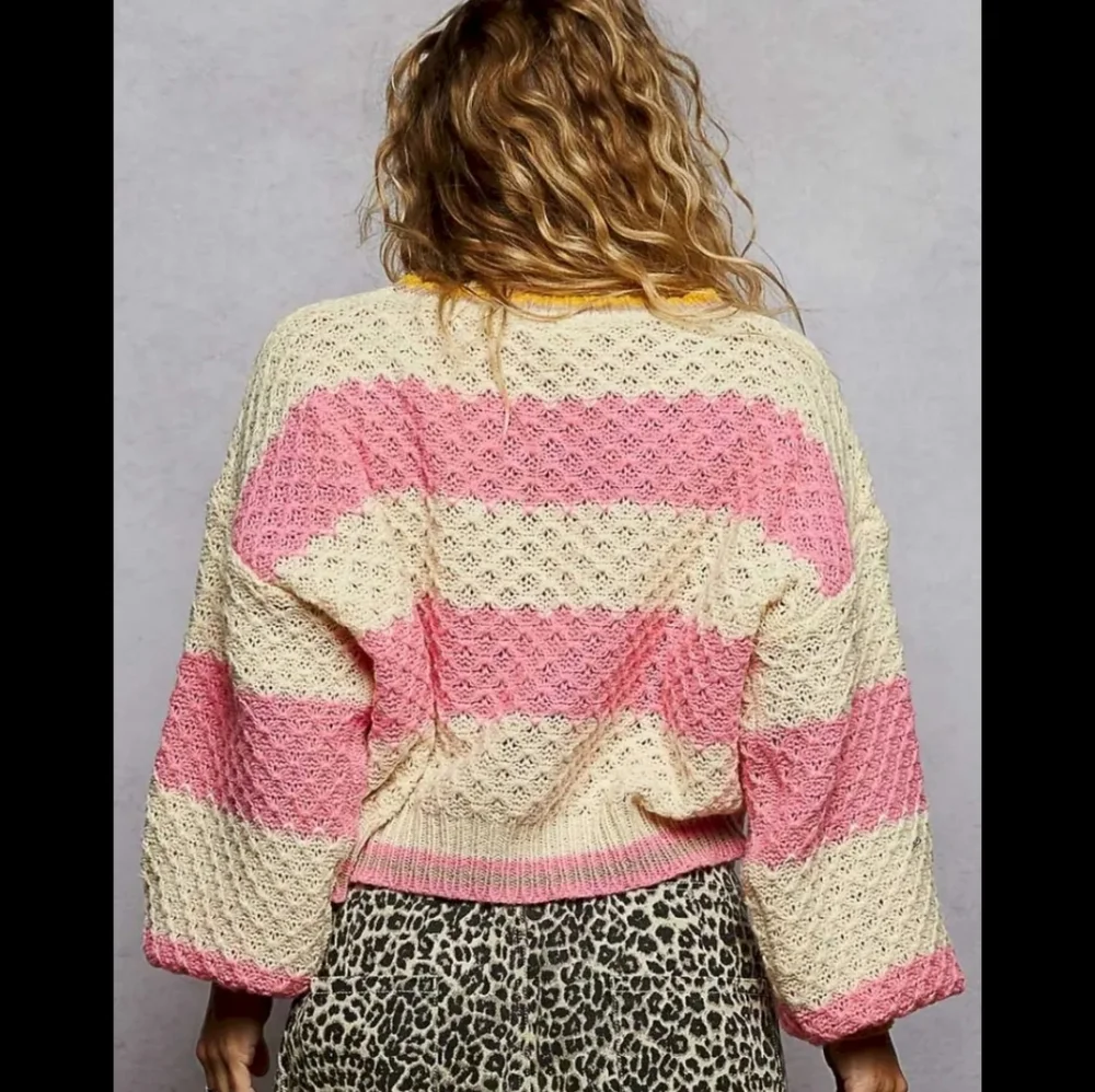 POL Pink and Cream Striped Sweater - Picture 3 of 4